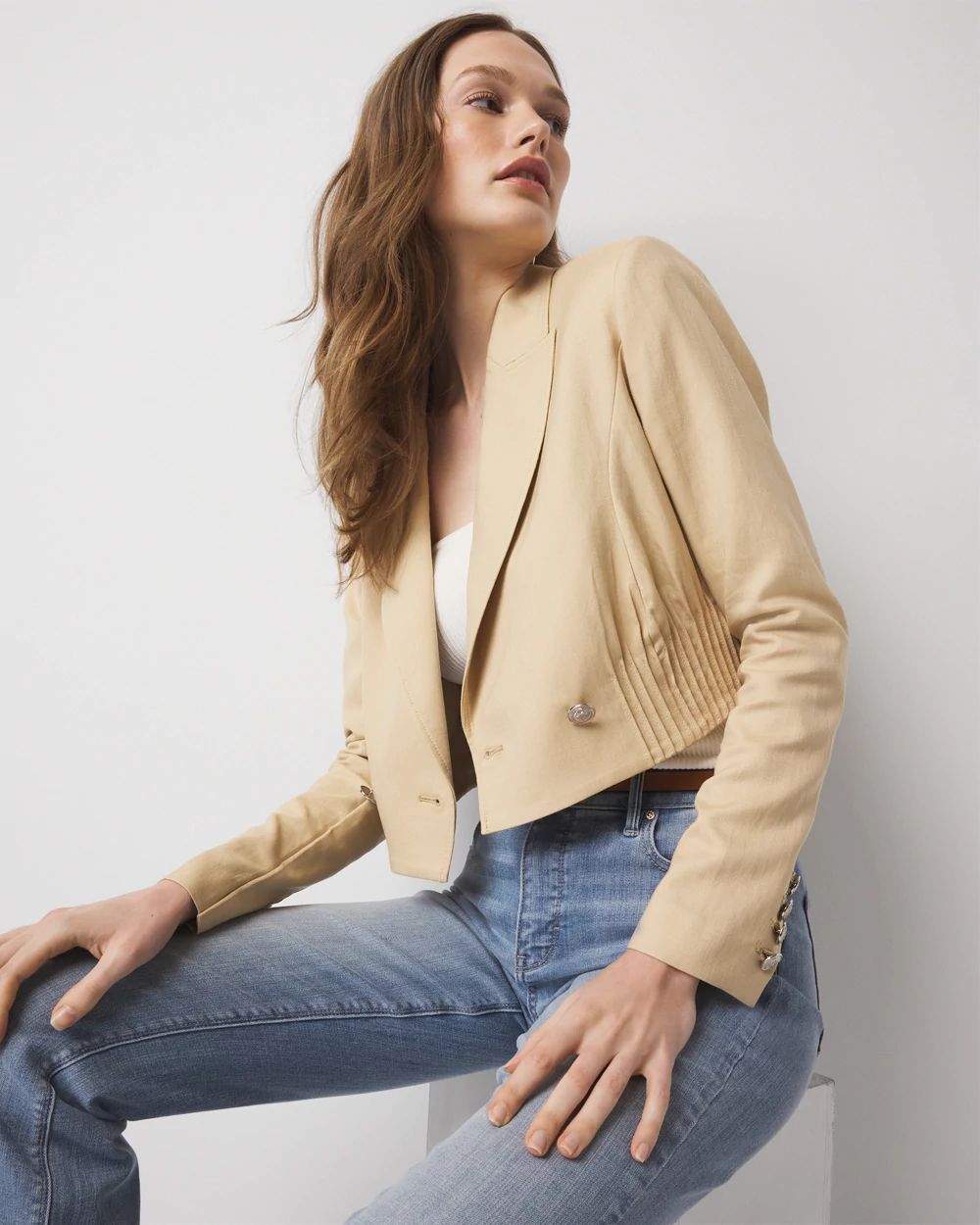 Cropped Double-Breasted Jacket | White House Black Market
